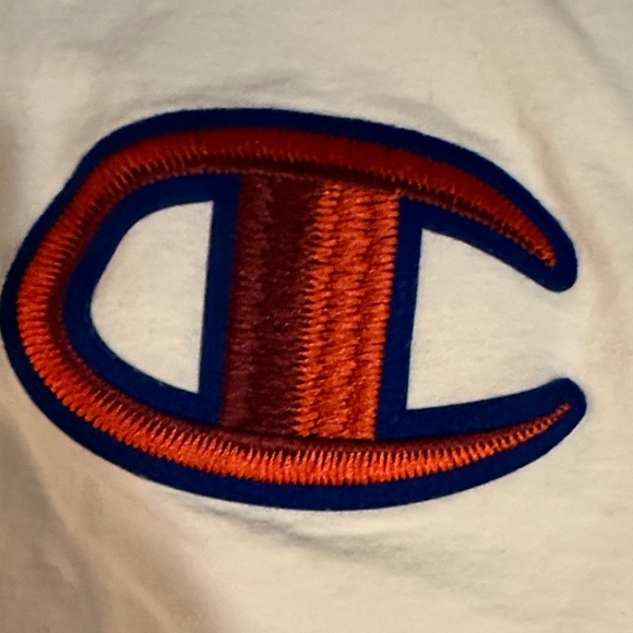 Champion White Tee with Red and Blue stitched Emblem - Picture 4 of 5